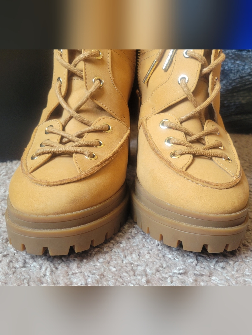 Michael Kors Tan Lace-Up Block Heel Boots with Crystal Collar - Picture 12 of 15